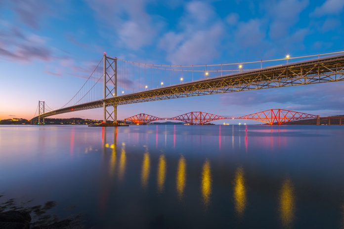 Forth Road Bridge and Forth Rail Bridge, Edinburgh Scotland